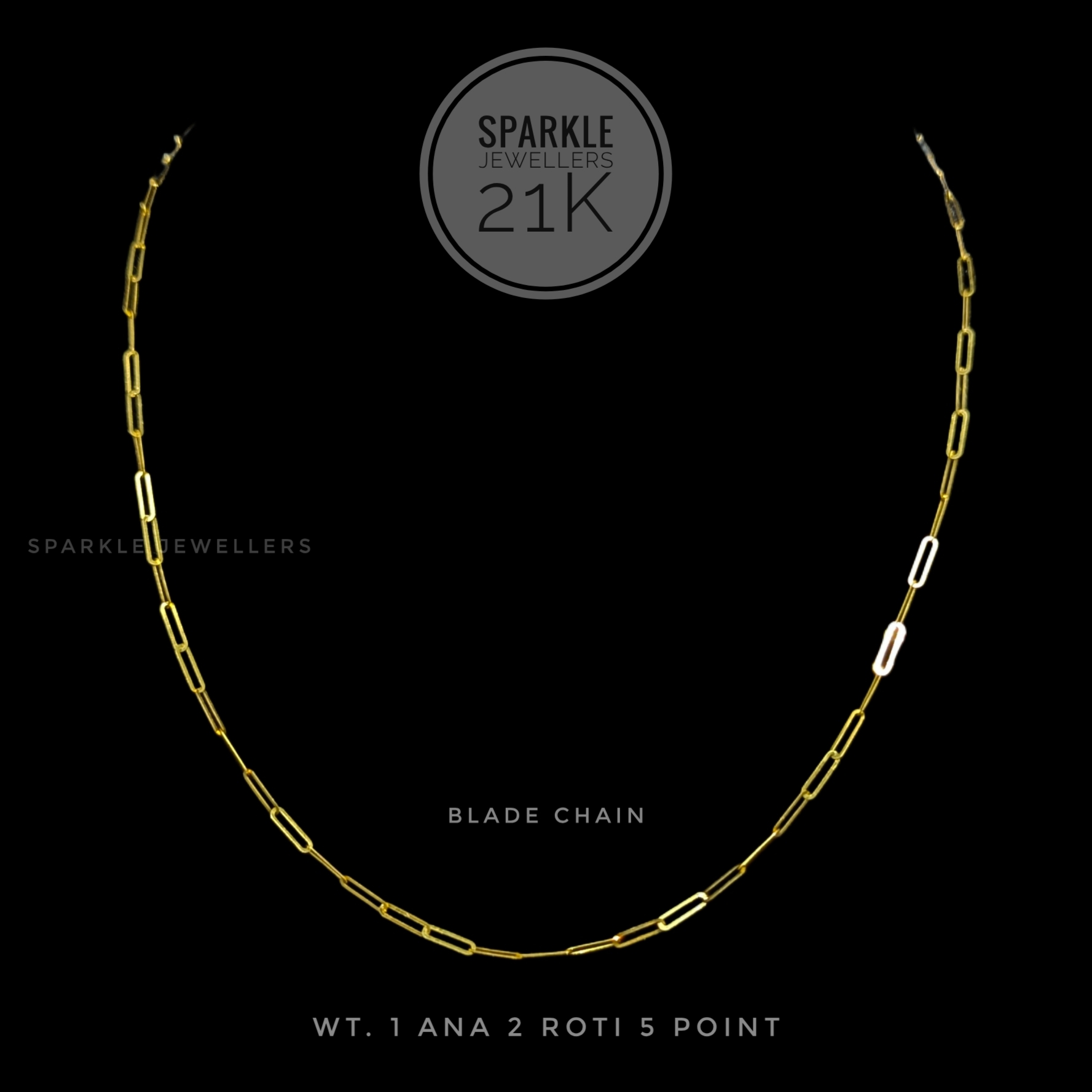 21k Gold Paperclip Chain | Sparkle Jewellers