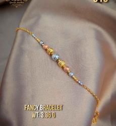 Glossy 22K Tri-Tone Fancy Ball Bracelet