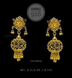 22k Gold Jhumka Earrings