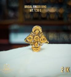 Lightweight 21K Yellow Gold Bridal Finger Ring