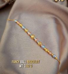 22K Gold Three Tone Fancy Ball Bracelet 