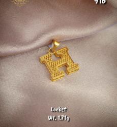 916 Gold Letter H Locket