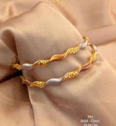 22k Tri Tone Gold Wavy Bangles