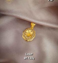 Elevated Floral Leaf 22K Gold Locket