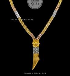 22k Flower Design Gold Necklace