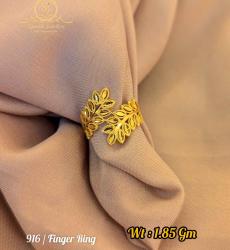 916 Gold Leaf Patterned Open Finger Ring