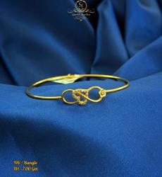 Lightweight 22 Carat Gold Heart Bangle