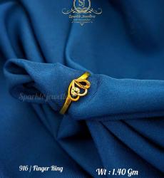 22k Gold Ring Double Heart Design