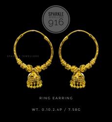 22k Gold Hoop Bali Earrings