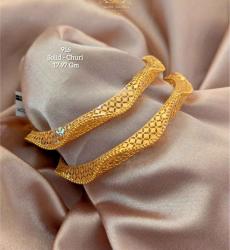 Shimmering Wavy Jali Solid Gold Bangles