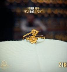 21K Gold Ring Heart and Floral Design
