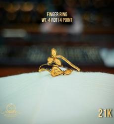 21k Gold Finger Ring Leaf-Shaped