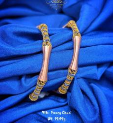 Fancy 916 Gold Solid Churi Bangles
