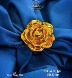 21K Gold Rose Flower Finger Ring